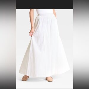 A New Day Cream Maxi A-Line Skirt Pleated